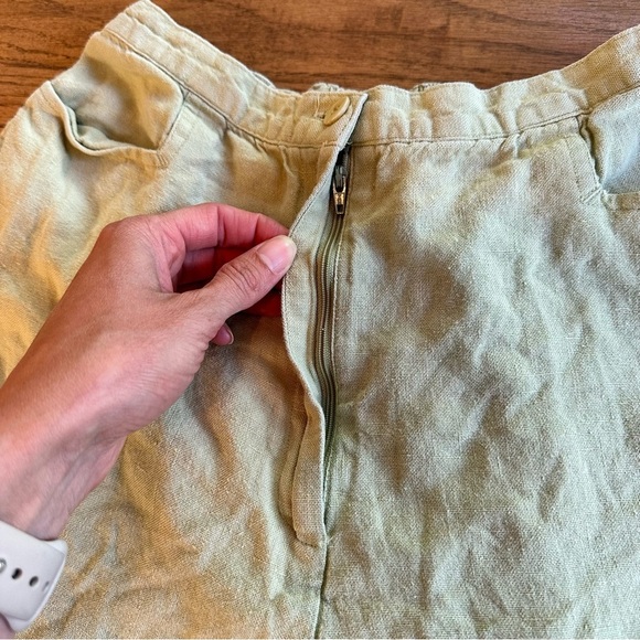 Eileen Fisher 100% Linen Shorts Pale Green Casual Women's Sz Medium Made in USA - Picture 4 of 8
